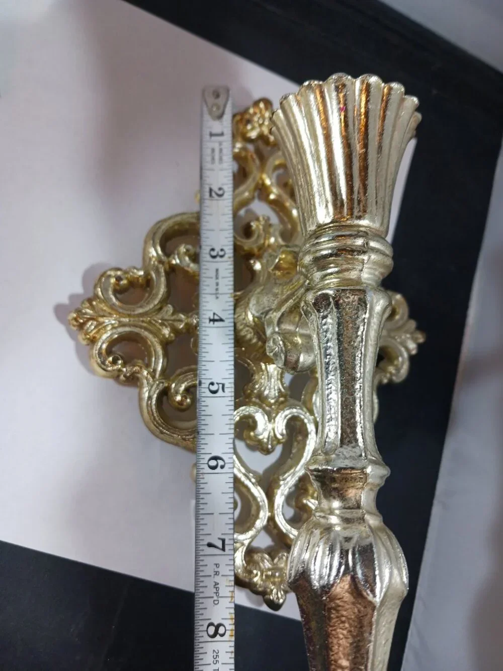 Vintage Pair Hollywood Regency Gold Metal Candle Holder Sconces